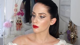 bronzed eyes · red lips · glowy skin make up tutorial [upl. by Nnahaid]