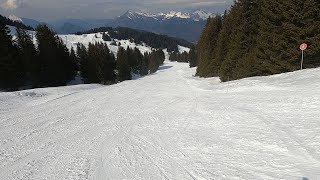 Morillon  GoPro POV skiing Red Crete Blue Sairon in Grand Massif resort March 2022 [upl. by Bevash]