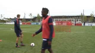 Fantastic FreeKicks EnglandU21s including WardProwse Chalobah Redmond amp Ameobi in training [upl. by Aynotel]