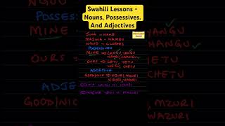 Swahili Lessons  Nouns Possessives And Adjectives [upl. by Endo]