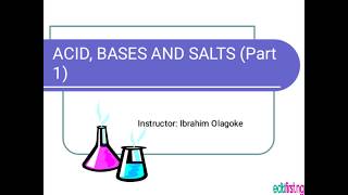 Acid Bases and Salts  Chemistry  SS1  1st Term [upl. by Sirah962]