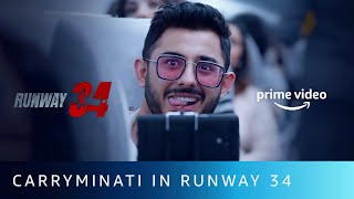 CarryMinati Roasts In Airplane ✈️  Comedy Scene  Runway 34  Amazon Prime Video [upl. by Anyel]