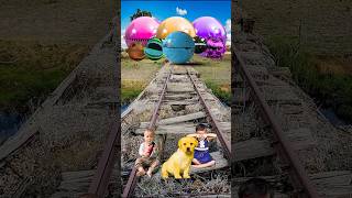 Golden Cute Dog amp baby vs All colors Pacman amp train driver tom… [upl. by Finzer]