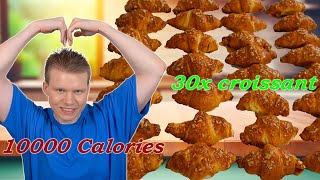 30x Cheese Ham Croissant Challenge 10000 Calories [upl. by Zared]