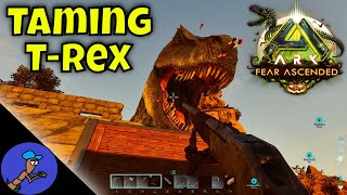 Taming a TRex on a Raft Fear Ascended Challenge in Ark Survival Ascended [upl. by Becka]