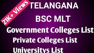 Telangana state Bsc MLT colleges lists private governmentuniversity list [upl. by Jarrow]