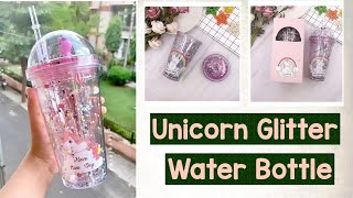 Unicorn Glitter Water Bottle 1000ml  Sipper Glass Tumbler  Sipper for Girls  1 Sipper With Straw [upl. by Haidebez]