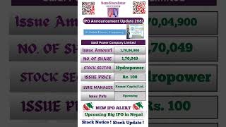 Saidi Power Company Limited IPO  IPO Announcement Update 2081  IPO News Latest  nsb [upl. by Anuat]