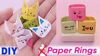 NO GLUE DIY KAWAII PAPER RINGS Cute diy Origami Rings easy craft ideas with paper diy paper craft [upl. by Aundrea]