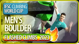 All Flashes  Bouldering World Cup  Mens  2023 [upl. by Gerc684]