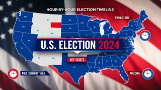 US Election Day 2024 HourbyHour Poll Closing Times and Key Swing States [upl. by Morven]