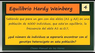 Equilibrio Hardy  Weinberg Problema 4 Genética de Poblaciones Biología [upl. by Benoite]