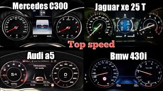 Bmw 430i Vs Mercedes c300 Vs Jaguar xe 25t vs Audi a5 speed comparison  0200 acceleration battle [upl. by Ogaitnas]