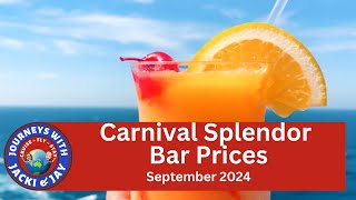 Carnival Splendor Drinks Prices September 2024 [upl. by Toffey]