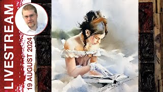 Monday Livestream 42 Girl with a Book Watercolor Portrait Demo [upl. by Kind]