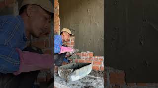 Wall plastering method shorts shortsfeed plaster construction [upl. by Ahsirat]