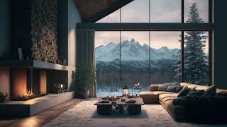 Modern Mountain Chalet  Cozy Fireplace Ambiance with Snow [upl. by Idurt]