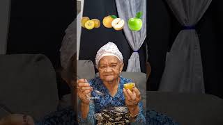 Great Grandmother👵Eating Food Emoji Challenge🥝🍐🍏eatingemojichallenge makan food shorts [upl. by Alihet]