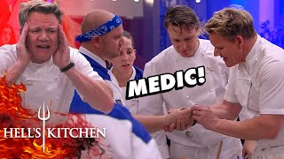 Chef Shouts For Medic Medic Can’t Find The Cut  Hells Kitchen [upl. by Evilo]