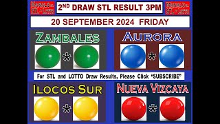 STL 2ND Draw 3PM Result Zambales Aurora Ilocos Sur Nueva Vizcaya 20 September 2024 FRIDAY [upl. by Ayin]