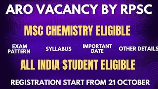 ARO Goverment job vacancy for Msc Chemistry  Registration starts today [upl. by Anelad]