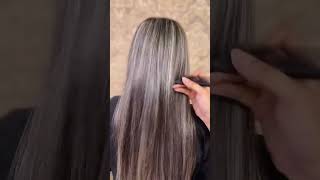 Ash grey highlight with karatein treatment rpi hairstyle hairtechniques [upl. by Alon]