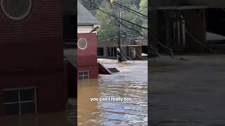 Hurricane Helene floodwaters submerge North Carolina town shorts [upl. by Knitter]