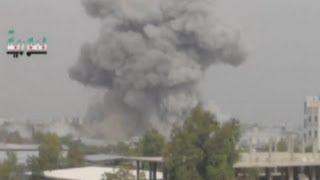 New footage from Syrias Civil War Warplanes target residential area of Hamoryah [upl. by Auqinahc966]