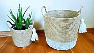 Halat sepetlere yüzlerce lira vermeyin kendiniz yapın ♡ DIY  Rope basket [upl. by Meir121]