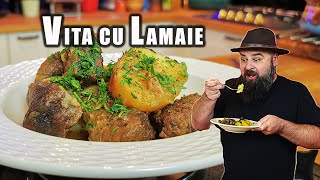 Friptura de Vita la Cuptor cu Lamaie Cartofi si Usturoi  Florin Arvunescu [upl. by Felicidad]