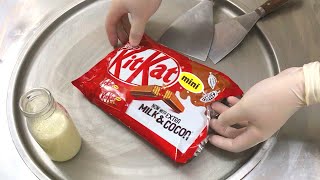 KitKat Ice Cream Rolls  how to make KitKat Chocolate Bar with Cookie milk and cocoa to Ice Cream [upl. by Kelsey]