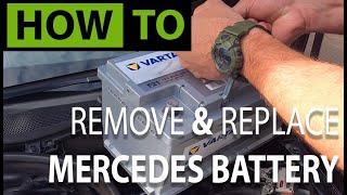 HOW TO Replace amp Install Mercedes Car Battery  Reset Electrical Systems [upl. by Aohk]