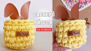 Cachepô de Páscoa em fio de malha crochê [upl. by Jory]