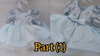 1 to 2 Years Baby Frock Cutting And Stitching Puffy Sleeves Frock Baby Frock With Sleeves Tutorial [upl. by Elocim]