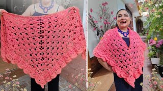 Chal triangular que se transforma en Poncho muy FACIL de hacer a crochet [upl. by Kcirdle]