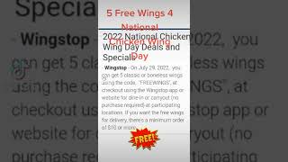 Free Wings at Wingstop for National Chicken Wing Day July 29th [upl. by Kresic112]