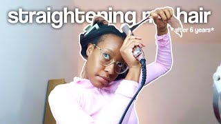 i straightened my 4C hair for the first time in 6 YEARS 😱  vlog [upl. by Adlanor591]