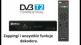 Mój nowy dekoder DVBT2HEVC elWron  zapping i wszystkie funkcje dekodera [upl. by Breed]