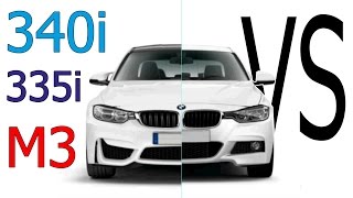 M3 vs 340i vs 335i  BMW F30 vs 80  Vergleich  Comparison [upl. by Denyse]