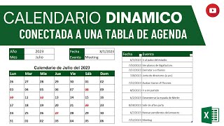 CALENDARIO DINÁMICO CONECTADO A UNA AGENDA EN EXCEL [upl. by Laurie229]