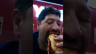 Five Guys Bacon 🥓 and cheese Dog 🐶 with onions Catsup Mayo and a Regular Soda 1293 food Review [upl. by Sadick]