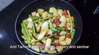 Sambar Recipe How to make Traditional South Indian Hotel Style Vegetable Sambar in Kannada [upl. by Ladin]