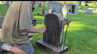 Cleaning of the Charles Skinner Headstone [upl. by Buchalter]