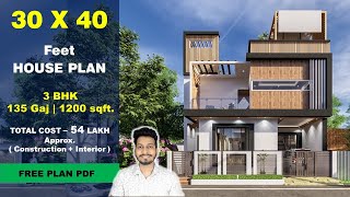 30x40 Duplex House plan 3D  135 Gaj  1200 sqft  30x40 Walkthrough  DV Studio [upl. by Aikemehs701]