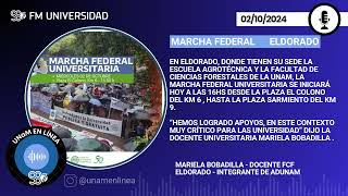 MARCHA FEDERAL UNIVERSITARIA En Eldorado la movilización comenzará en La Plaza El Colono [upl. by Nalrah985]