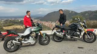 Moto Guzzi V100 Mandello VS BMW R1250R  Boxer VS V Transversal [upl. by Aonian]