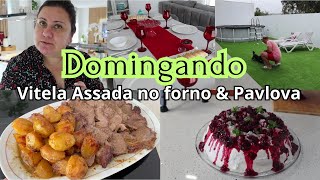 Domingo por casa  Almoço completo  Vitela Assada no Forno  Pavlova [upl. by Garry]