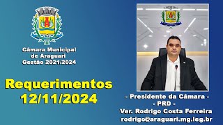 Requerimentos Vereador Rodrigo Costa 12112024 [upl. by Nosliw]