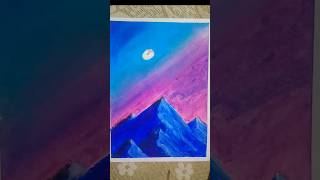 Easy Mountain Drawing art oilpastel drawing mountain landscape trendingshorts [upl. by Amees102]