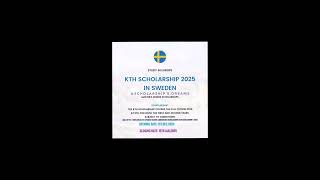 KTH Royal Institute of Technology Scholarship in Sweden 2025 StudyInSweden Scholarships 2025 [upl. by Eceinhoj]